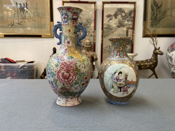 Two Chinese famille rose vases, Qianlong marks, Republic