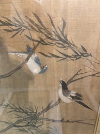 Chinese school, inkt en kleur op zijde: 'Eenden en vogels bij het water', late Ming/vroege Qing
