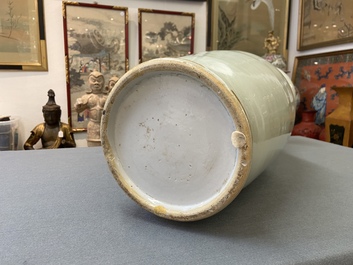 A Chinese blue and white celadon-ground vase, 19th C.