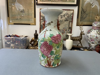 A Chinese qianjiang cai vase with birds among blossoms, 19th C.