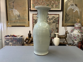 A Chinese blue and white celadon-ground vase, 19th C.
