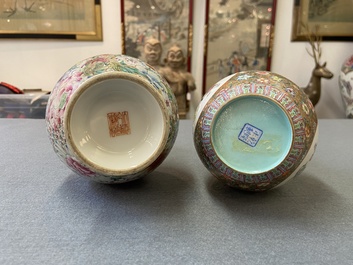 Two Chinese famille rose vases, Qianlong marks, Republic