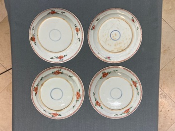 A Chinese famille verte dish and six plates, Kangxi