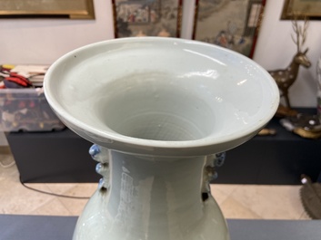 A Chinese blue and white celadon-ground vase, 19th C.
