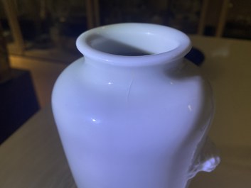 A Chinese Dehua blanc de Chine rouleau vase, Kangxi