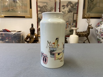 A Chinese famille rose vase with ladies in an interior, Republic