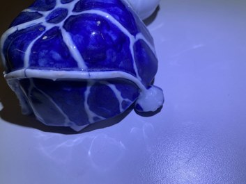 A Chinese blue, white and copper-red 'crab in lotus' water dropper, Kangxi
