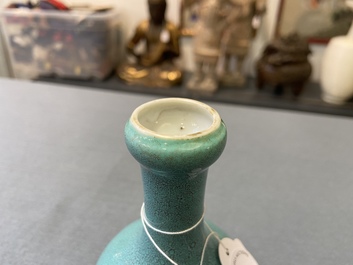 A Chinese robin's egg-glazed bottle vase, Qianlong mark, 19/20th C.