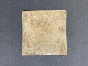 A square Chinese famille verte 'tiger' plaque, 19/20th C.