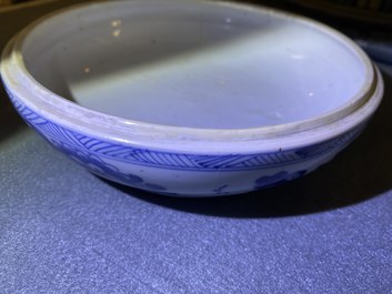 A Chinese blue and white box and cover, Kangxi