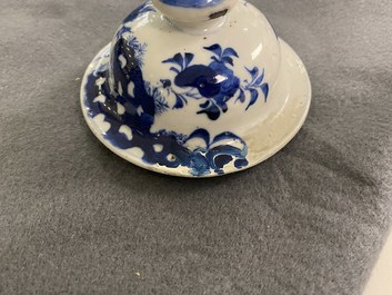 Three Chinese blue and white vases, 19th C.