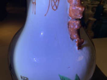 A Chinese qianjiang cai vase with birds among blossoms, 19th C.
