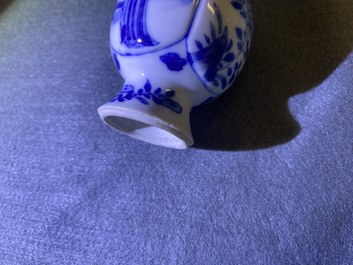 Five Chinese mostly blue and white vases, Kangxi