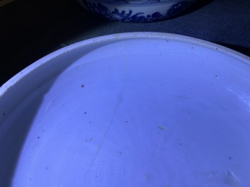 A Chinese blue and white box and cover, Kangxi