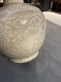 A Chinese qingbai vase with incised floral design, Song