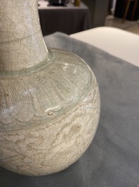 A Chinese qingbai vase with incised floral design, Song