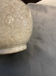 A Chinese qingbai vase with incised floral design, Song