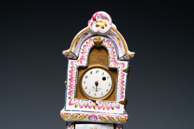 A polychrome French faience pocket watch holder, Marseille, 19th C.