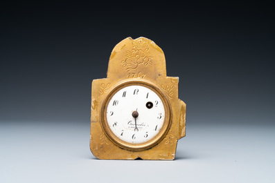 A polychrome French faience pocket watch holder, Marseille, 19th C.