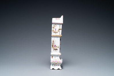 A polychrome French faience pocket watch holder, Marseille, 19th C.