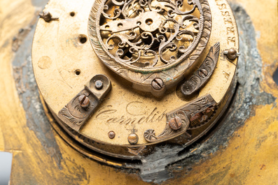 A polychrome French faience pocket watch holder, Marseille, 19th C.