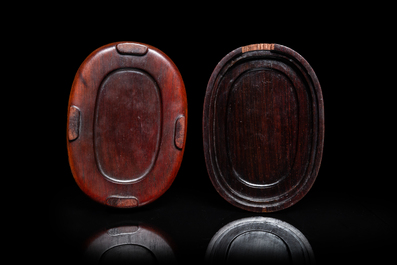 A Chinese wooden box and cover with a white jade 'quail' plaque, 18/19th C.