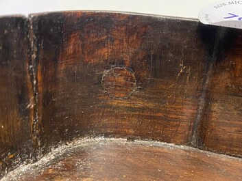 A Chinese wooden box with a white jade 'ruyi' plaque as cover, 18/19th C.