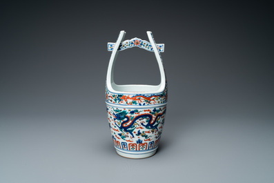 A Japanese wucai-style bucket for the Chinese market, Wanli mark, Republic