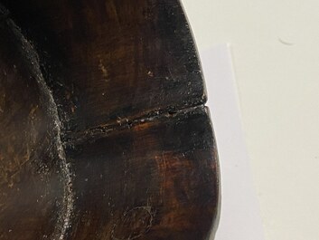 A Chinese wooden box with a white jade 'ruyi' plaque as cover, 18/19th C.