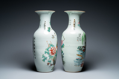 Twee Chinese famille rose vazen, 19/20e eeuw