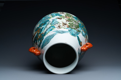 A Chinese famille rose '100 deer' 'hu' vase, Qianlong mark, Republic