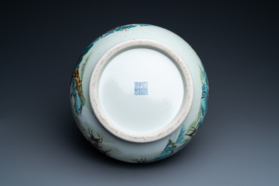 A Chinese famille rose '100 deer' 'hu' vase, Qianlong mark, Republic