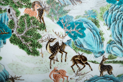 A Chinese famille rose '100 deer' 'hu' vase, Qianlong mark, Republic