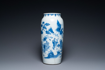 Een Chinese blauw-witte vaas met onsterfelijken in een landschap, Transitie periode