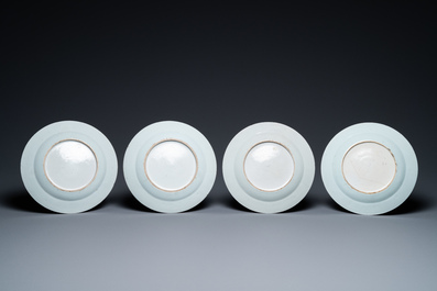 Zestien Chinese blauw-witte, famille rose en Imari-stijl borden, Kangxi en later