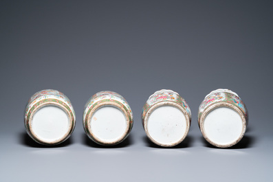 Twee paar Chinese Canton famille rose vazen, 19e eeuw