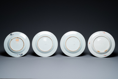 Zestien Chinese blauw-witte, famille rose en Imari-stijl borden, Kangxi en later