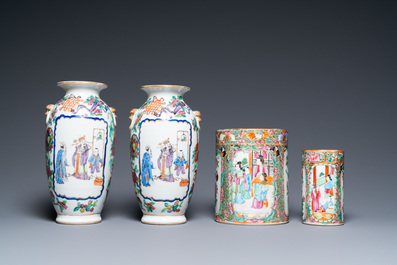 Six Chinese Canton famille rose wares, 19th C.