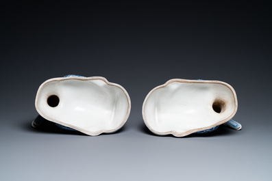 A pair of Chinese blue and white duck-shaped tureens and covers, Republic