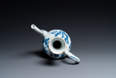 A Chinese blue and white 'qilin and phoenix' ewer, Kangxi