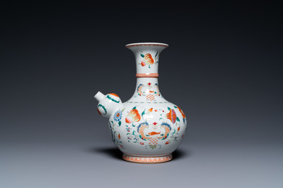 A Chinese famille rose 'Pompadour' kendi, Yongzheng/Qianlong
