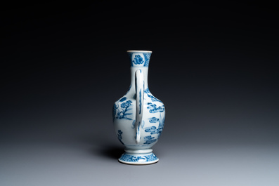 A Chinese blue and white 'qilin and phoenix' ewer, Kangxi