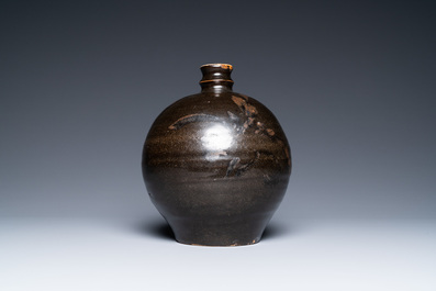 A Chinese black-brown-glazed russet-splashed jar, Henan kilns, Song
