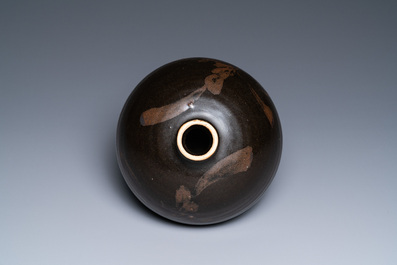 A Chinese black-brown-glazed russet-splashed jar, Henan kilns, Song