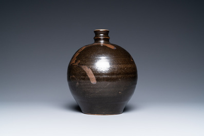 A Chinese black-brown-glazed russet-splashed jar, Henan kilns, Song