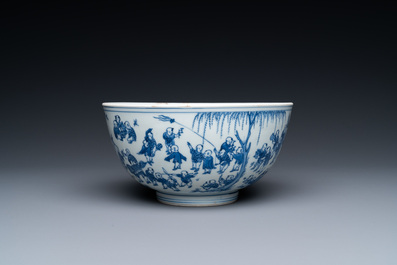 Een Chinese blauw-witte '100 jongens' kom, Transitie periode