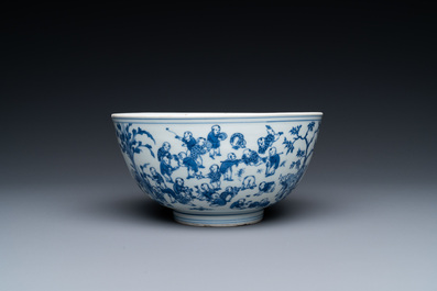 Een Chinese blauw-witte '100 jongens' kom, Transitie periode