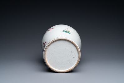 A Chinese famille rose vase with birds among blossoming branches, Qianlong
