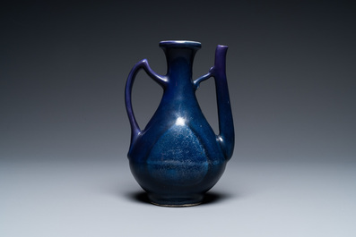 A Chinese monochrome blue ewer for the Islamic market, Ming