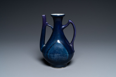 A Chinese monochrome blue ewer for the Islamic market, Ming